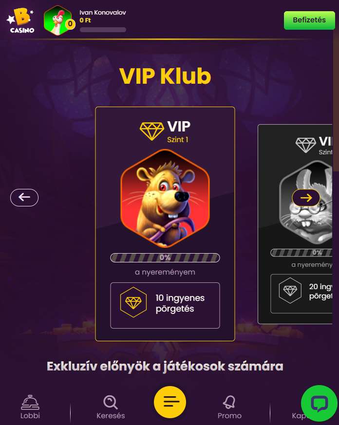 VIP klub Bizzo kaszinó